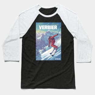 Verbier Switzerland Ski Baseball T-Shirt